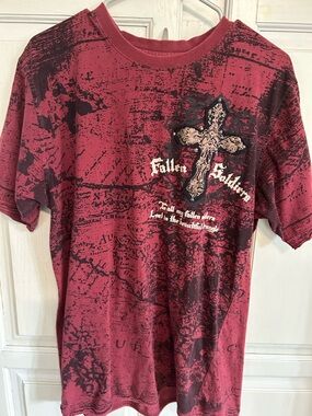 Vtg Ak:cess Distressed Graphic Short Sleeve T-Shirt Fallen Soldiers Men Sz XL